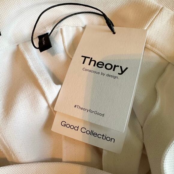 Theory Summer Pique Pleated Mini Skirt Size 12 White Knit A-Line - Picture 5 of 10